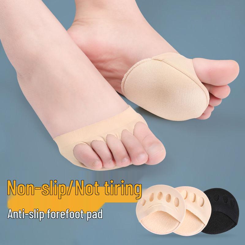 Silicone Anti-Pain Forefoot Cushion: Women's Non-Slip, Thickened, Five-Toe Sock Protection for High Heels.