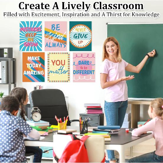 Motivational Posters for Classroom, 6Pcs Classroom Motivational Poster Positive Posters, Classroom Posters High School, Pirational Posters for