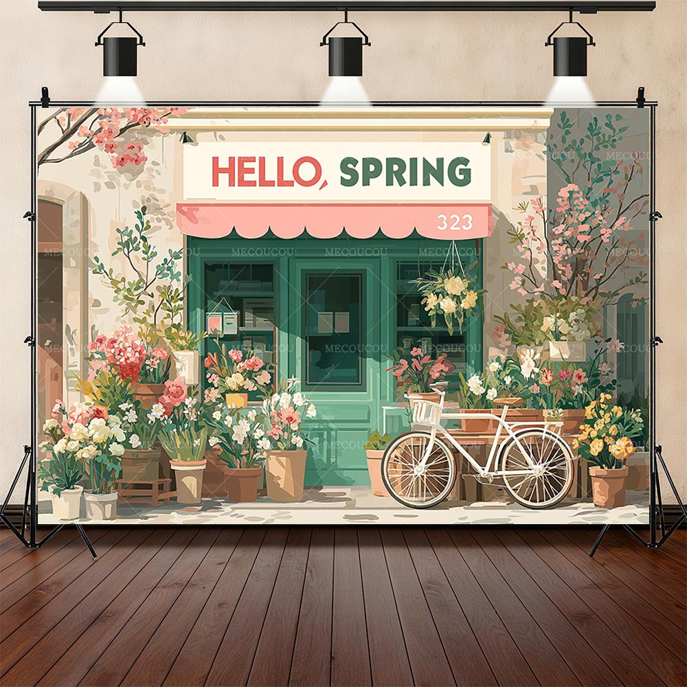 Romantic Flower Shop Street Corner Theme Background Birthday Party Decoration Photo Studio Shooting Props Sofa Bedsidebackground