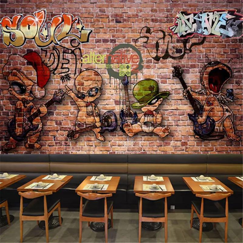 European Retro Mural Bar Industrial Decoration Wallpaper Restaurant Background Wall Paper Home Decor Mural
