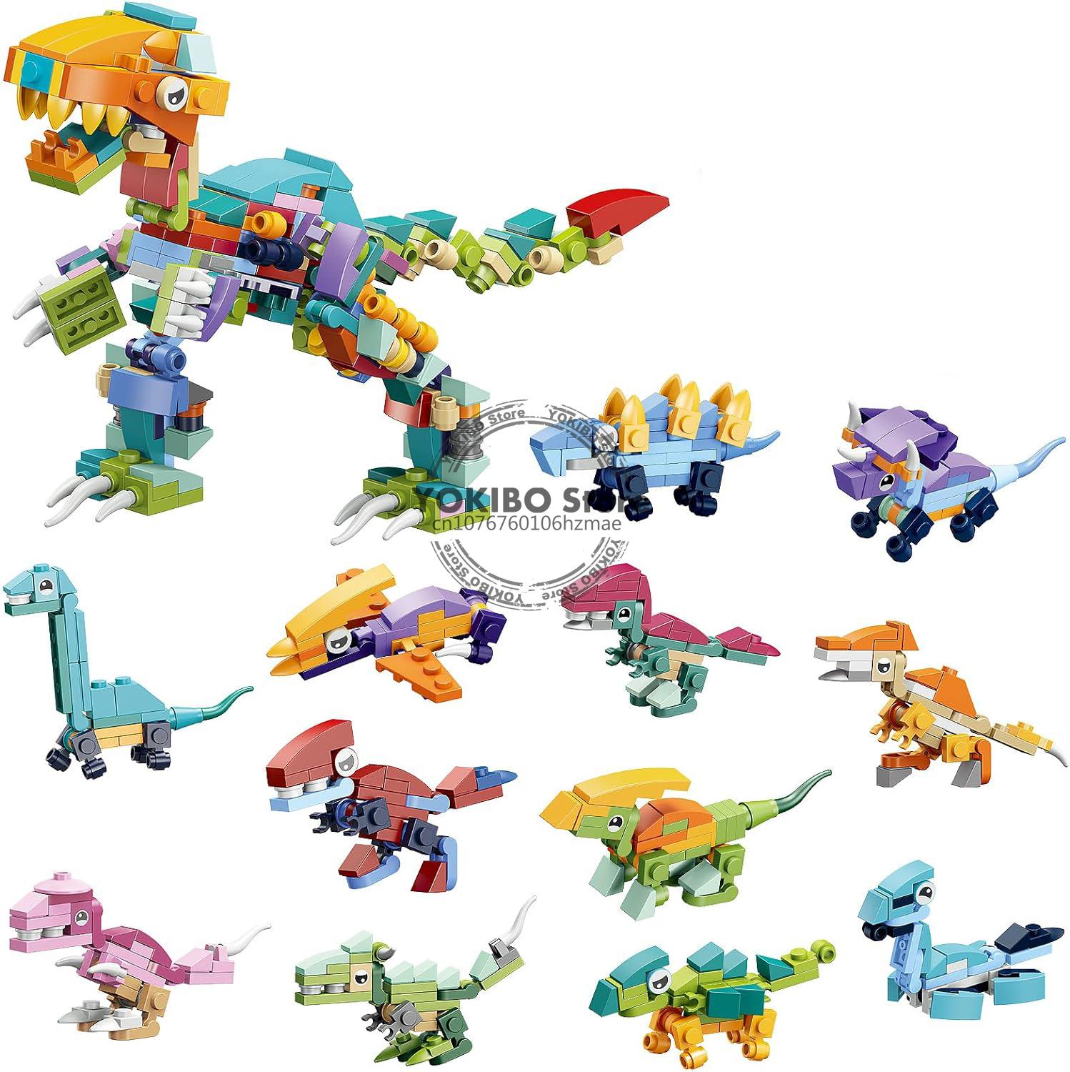 

12 в 1 наборы строительных блоков динозавров развивающие игрушки строительные блоки кирпичные игрушки набор блоков динозавров животных