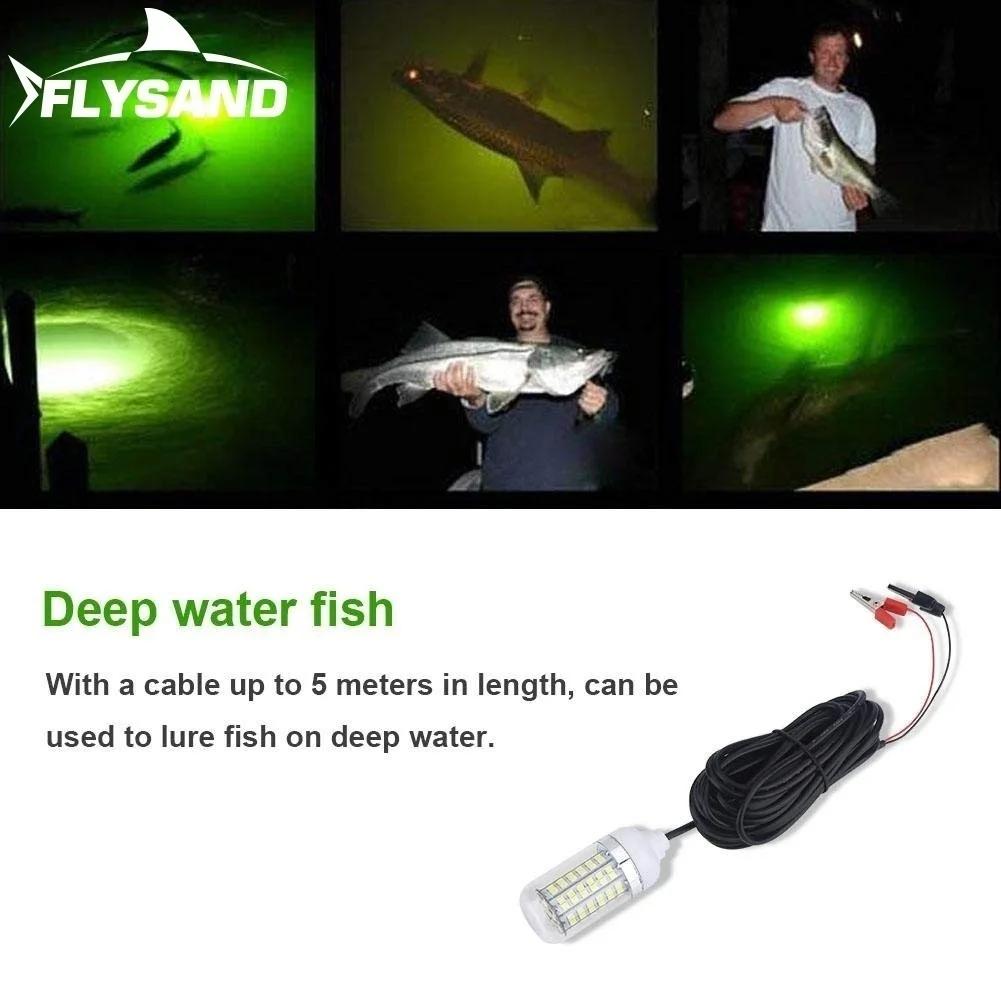 12V 15W LED Fishing Light with 108 LEDs Waterproof Bait Fish Collector Light for Raft Fishing and Plumbing Use