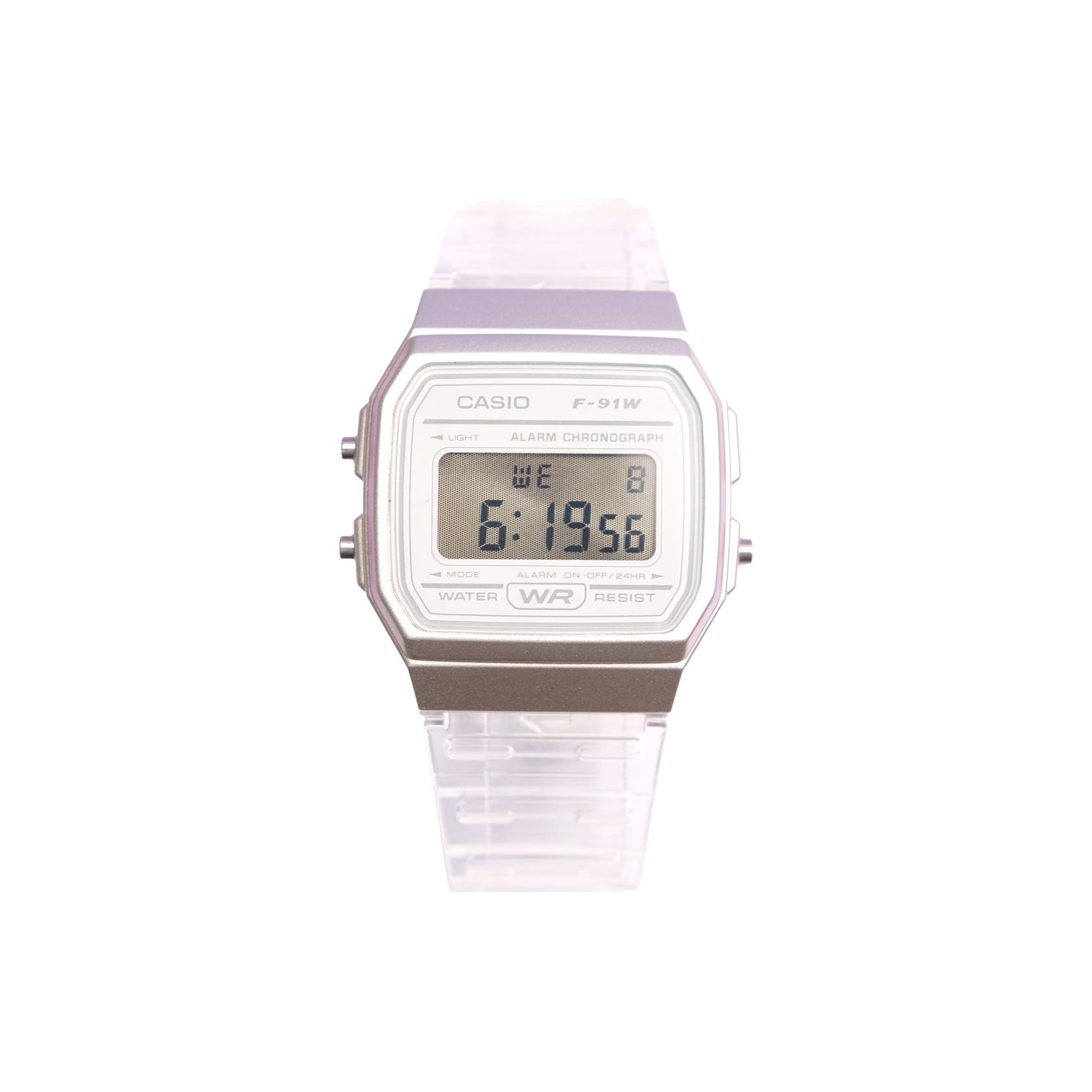 CASIO Custom Collection Electronic Movement Resin Strap Watch 38.2mm*35.2mm Unisex Silver Dial F-91WS-7DF(WATCH1--) Silver Without Gift Box