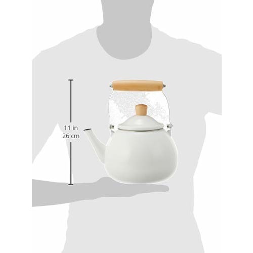 Wahei Freiz Kettle, 2.5L capacity (1.6L capacity), Enamel, Induction and Gas Compatible, Cafe Blanc, RB-1924