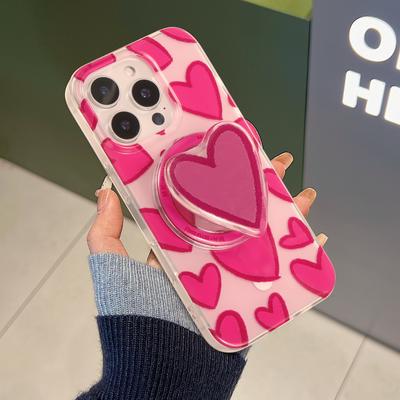Imd Doppelschicht Rosa Liebe Starker Magnetständer für Apple 15promax Hart Ins Winddicht und Fallfest 16 Handyhülle