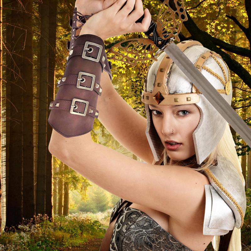 Punk Hip Hop Cosplay Leder Rüstung Arm Viking Armreifen Piraten Ritter Gauntlet Armband Armschiene Zubehör
