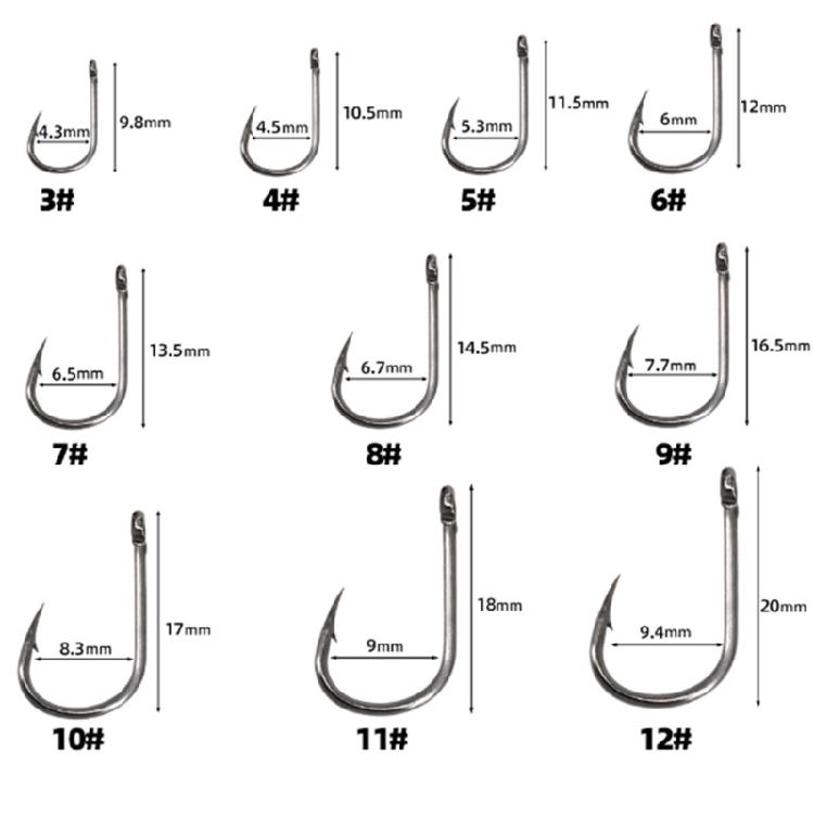 400pcs Carbon Steel Barbed Fishing Hook Eyed Sea Fish Hook Replacement Circles Hook Carp Fishing Tackle Easy to Use