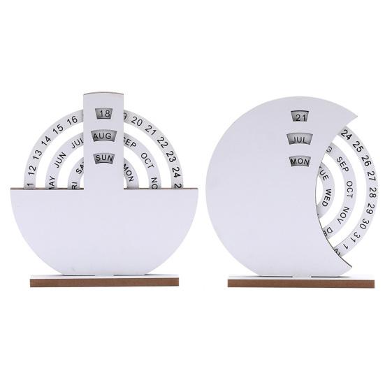 Yousheng Rotatable Wooden Perpetual Desk Calendar with Base Heavy Duty Date Week Month Display Home Office Bedroom Desktop Calendar Decoration