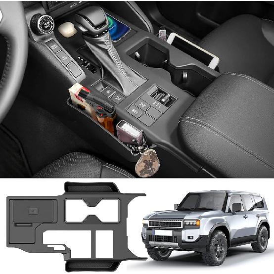 Black Center Console Cover Compatible With 2024 2025 Toyota Land Cruiser First Edition 250/Prado/LC250 Seat Gap Storage Box Center Console Organizer