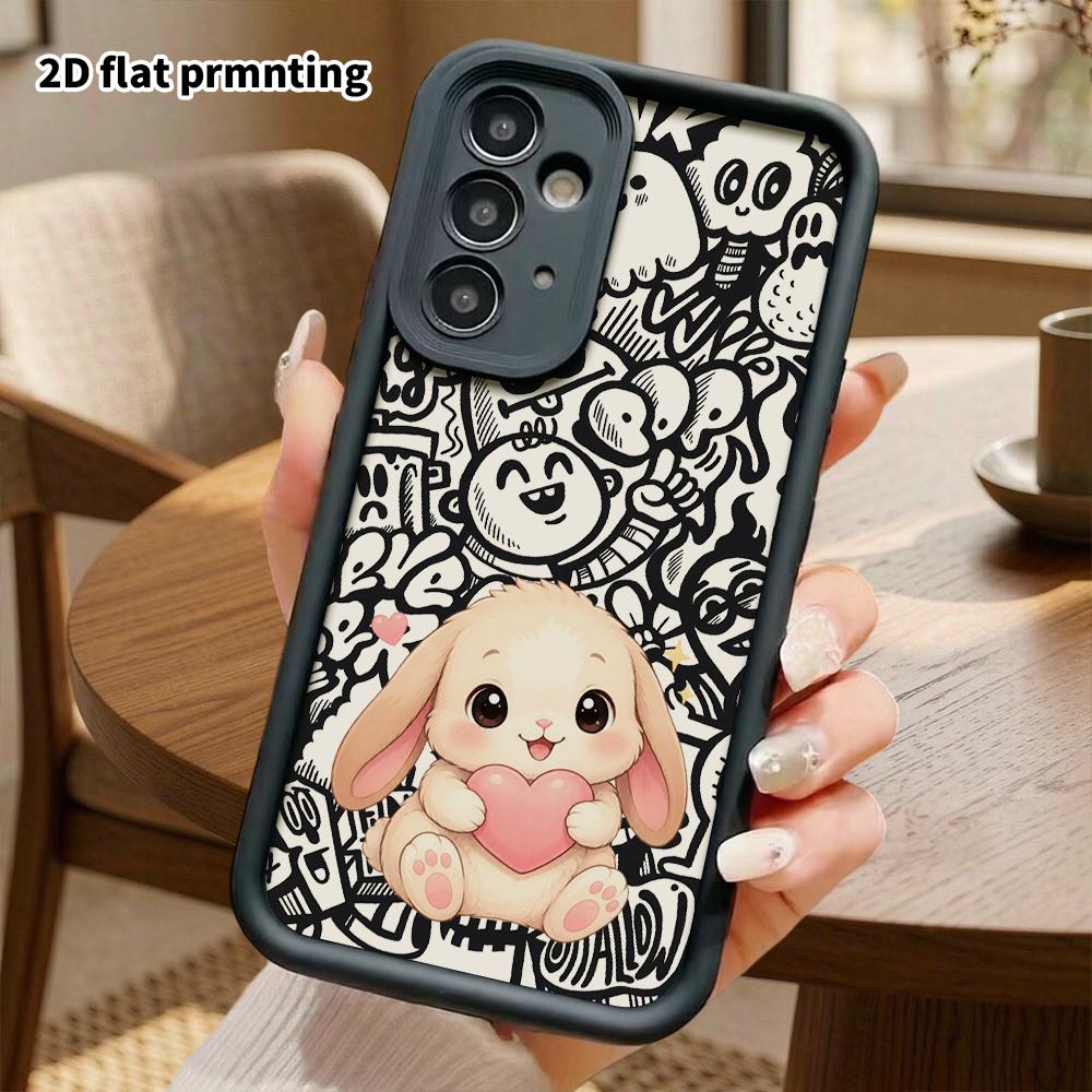Phone Case: 2D Flat Samsung Galaxy A34 A35 M05 M06 S20 S22 S21 FE Plus 5G Protective Case, Light Beige Lop-Eared Rabbit, Christmas and Halloween Gift