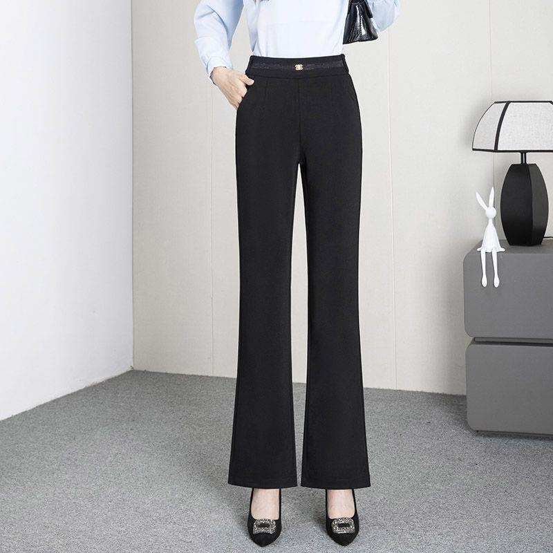 2026 Spring Women's Black High-Waisted Slimming Flare Suit Pants