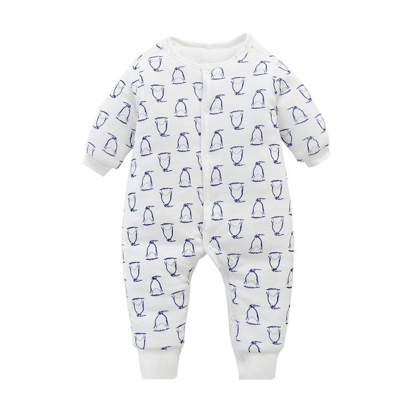 Wyprzedaż Zimowy Bawełniany Kombinezon Dziecięcy: Gruby, ciepły niemowlęcy kombinezon z długim rękawem