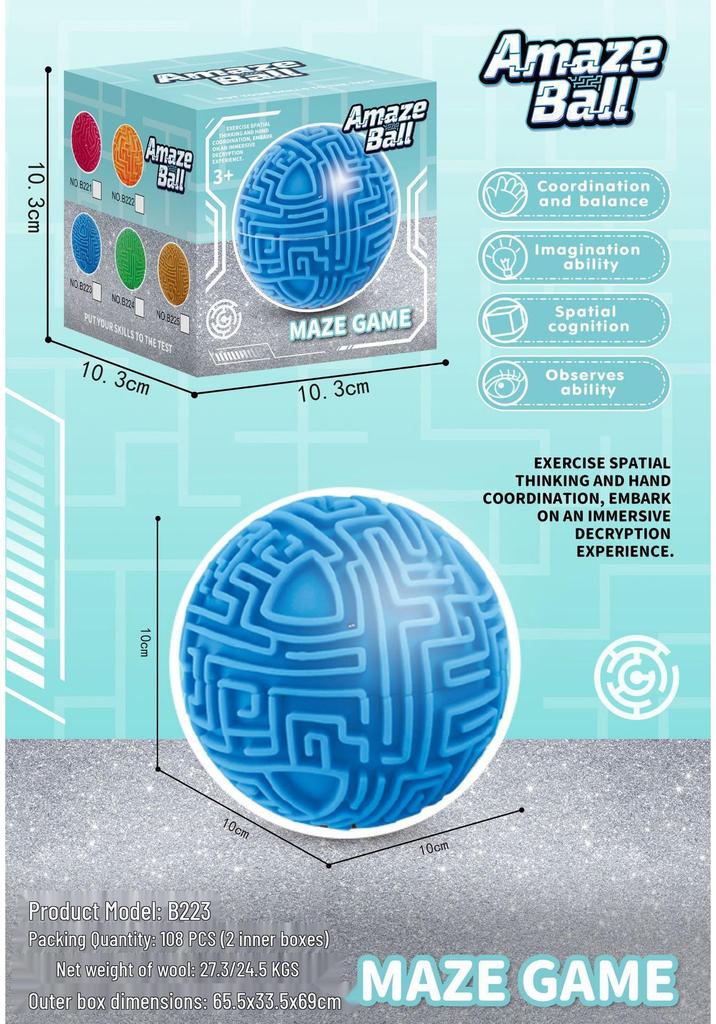 3D Stereo Maze Ball: Multi-Difficulty Rolling Track Toy for Kids