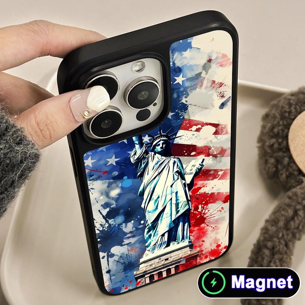 USA America Flag Matte Surface Magsafe Mobile Phone Case for iPhone 17 16 15 14 13 12 11 Air Pro Max Plus Colorful Cover