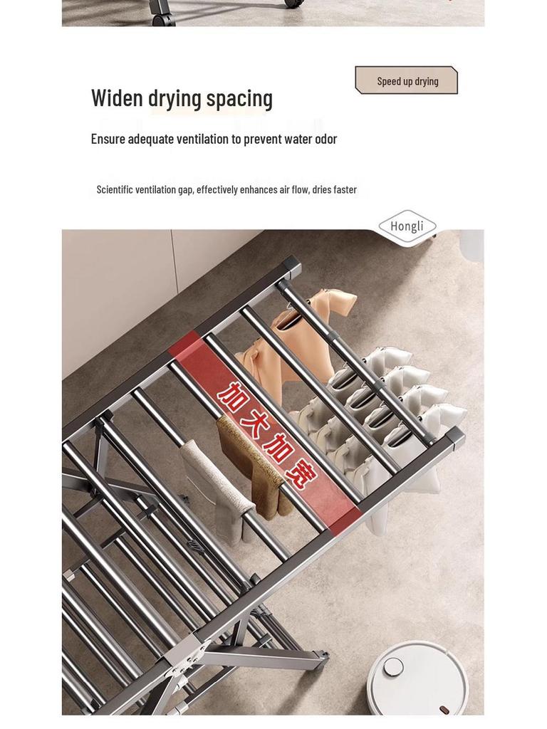 Floor-Standing Vertical Folding Balcony Clothes Drying Rack for Home and Dorm Use