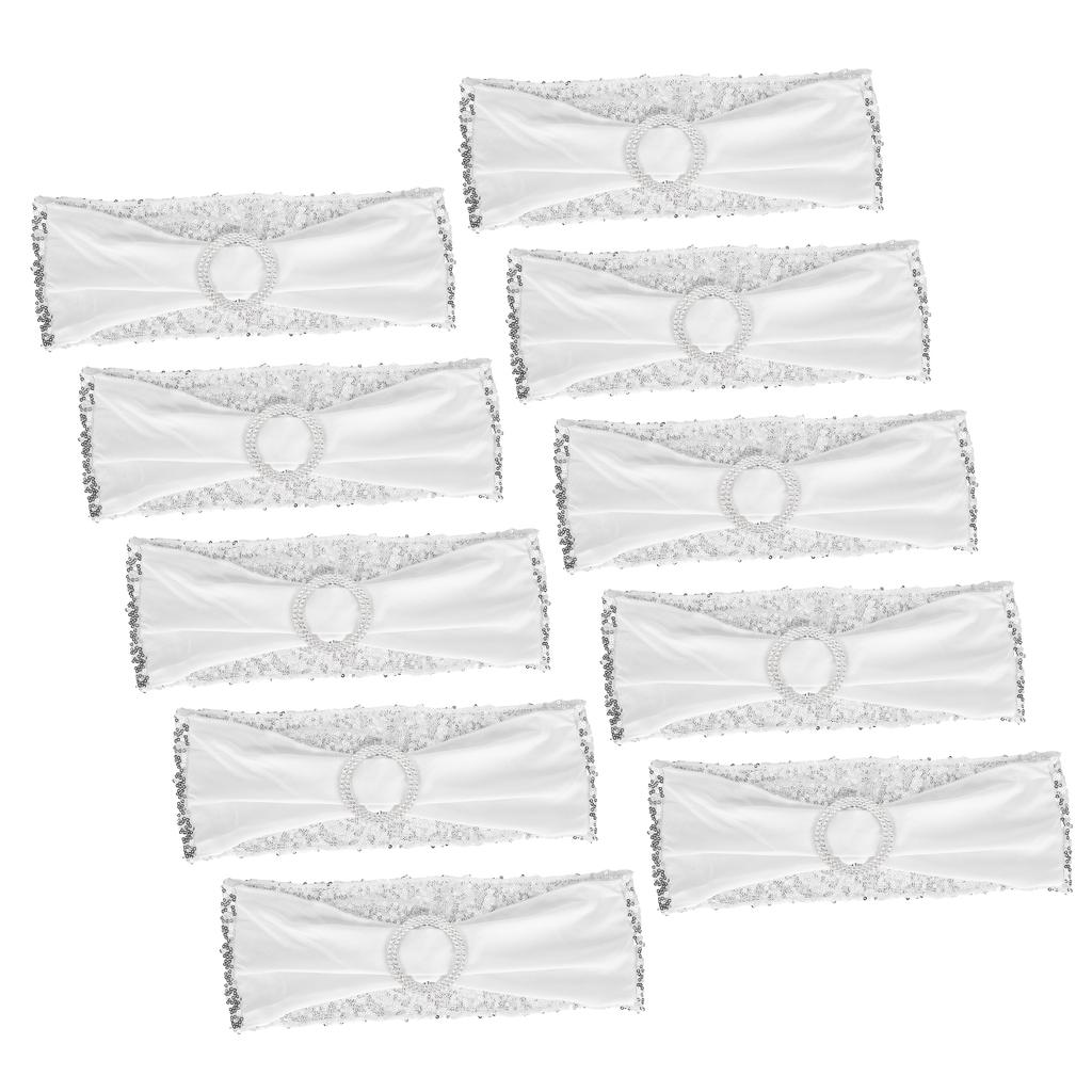 10Pcs Chair Sash Washable Elastic Chair Cover Band Decoration Set for Wedding Party Banquet