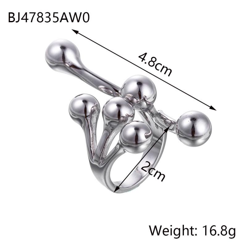 INSSGG Haute Couture Gold Metal Round Bead Ring: European & American Style, Unique Design, Bold, Versatile, Commuting Accessory