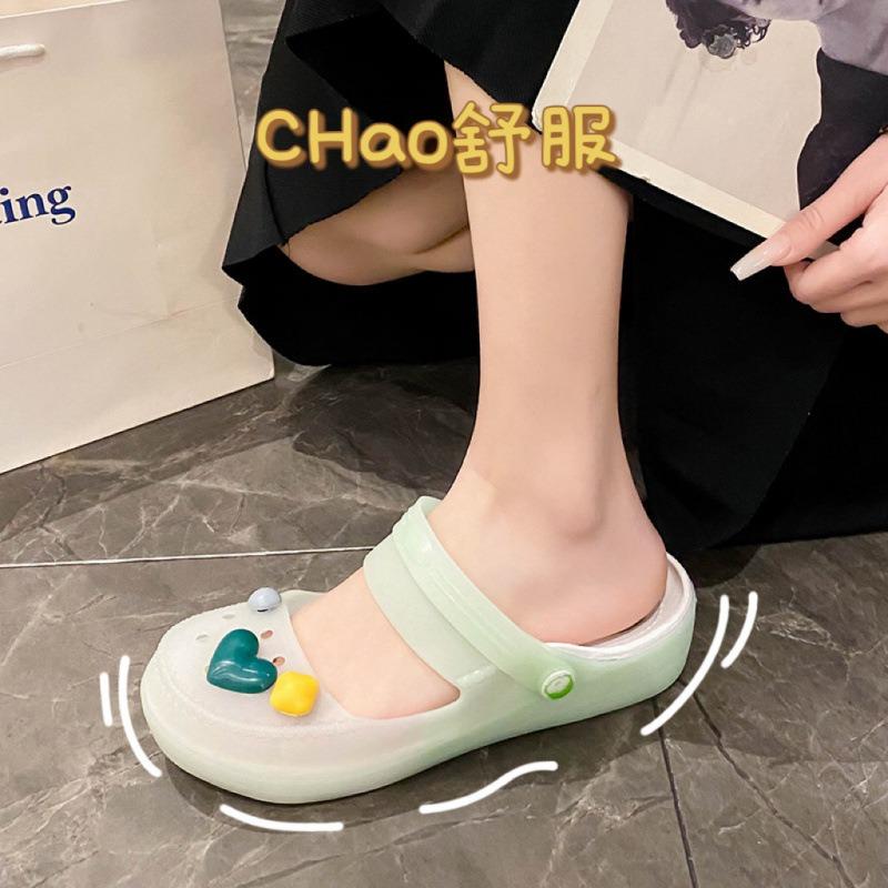 Mary Jane hole shoes women's 2 new summer outer wear bag head non-slip jelly sandals
