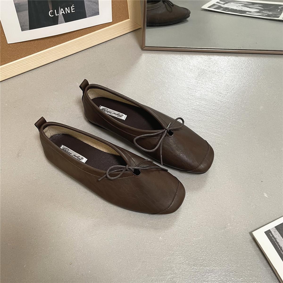 

Мода Bailamos Бренд Женские Винтажные Балетки Удобные Кожаные Балетки Женские Мягкие Туфли для Платья Mujer Слипоны Лоферы Женские 40 коричневый