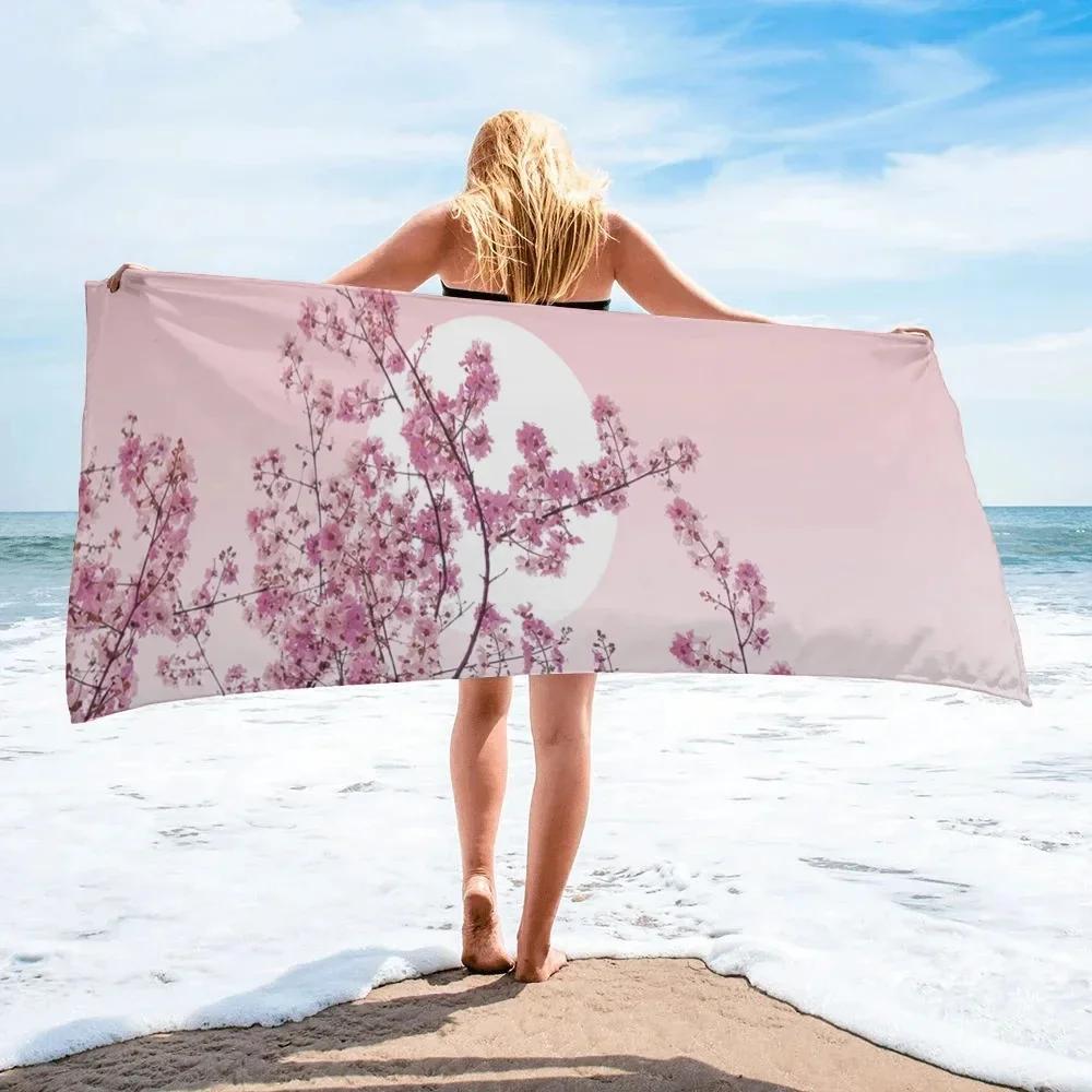 Japanische Kirschblüte Strandtuch Mikrofaser Blume Badetuch Saugfähig Camping Badezimmer Gesichts-Handtücher Schnelltrocknend Schwimm-Abdeckung