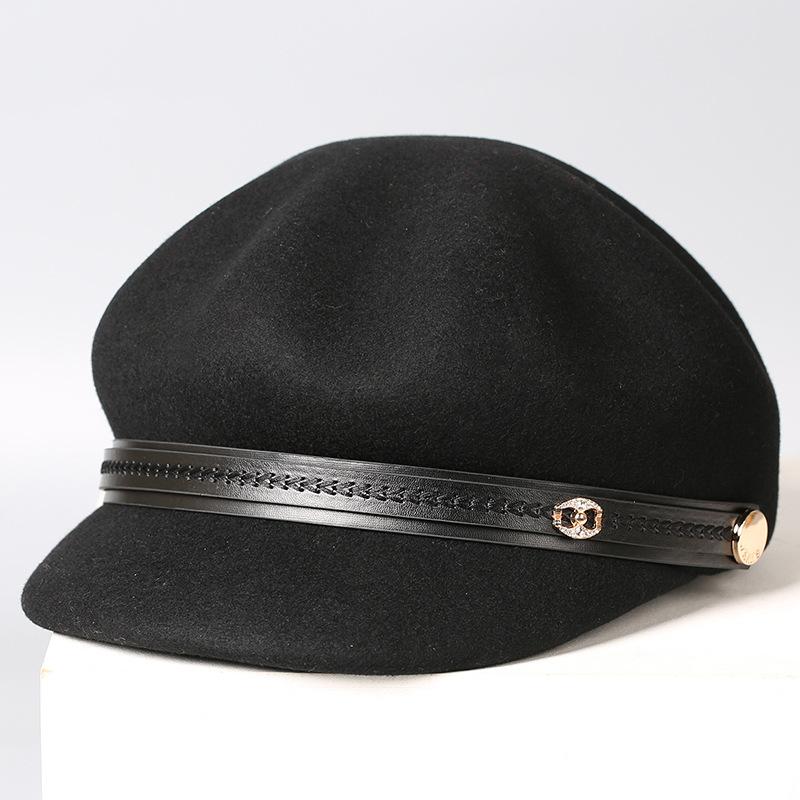 New Autumn and Winter Hats Women's Often Versatile Wool Octagonal Hats Women's Berets Versatile Peaked Caps