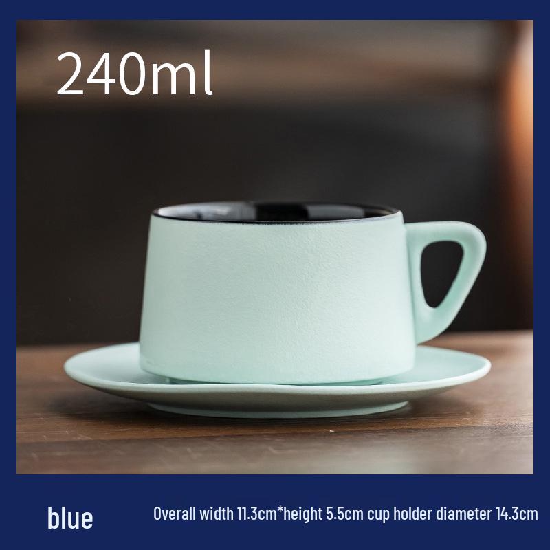 High-End Handmade Blue and Yellow Ceramic Coffee Cup & Saucer Set: Perfect for Housewarming, Weddings, or New Home Gifts