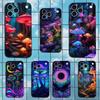 Trippy Plant Mushroom Case For iPhone 12,14,15,16,17,13,11,X,Mini,Plus,Pro Max,8,7,XR,SE,XS,Soft Silicone Black
