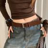 Mattes Wildleder-Ledergürtel mit Dornschließe Gewebter Bund Retro Damen-Taillengürtel Dekoration für Mantel Rock