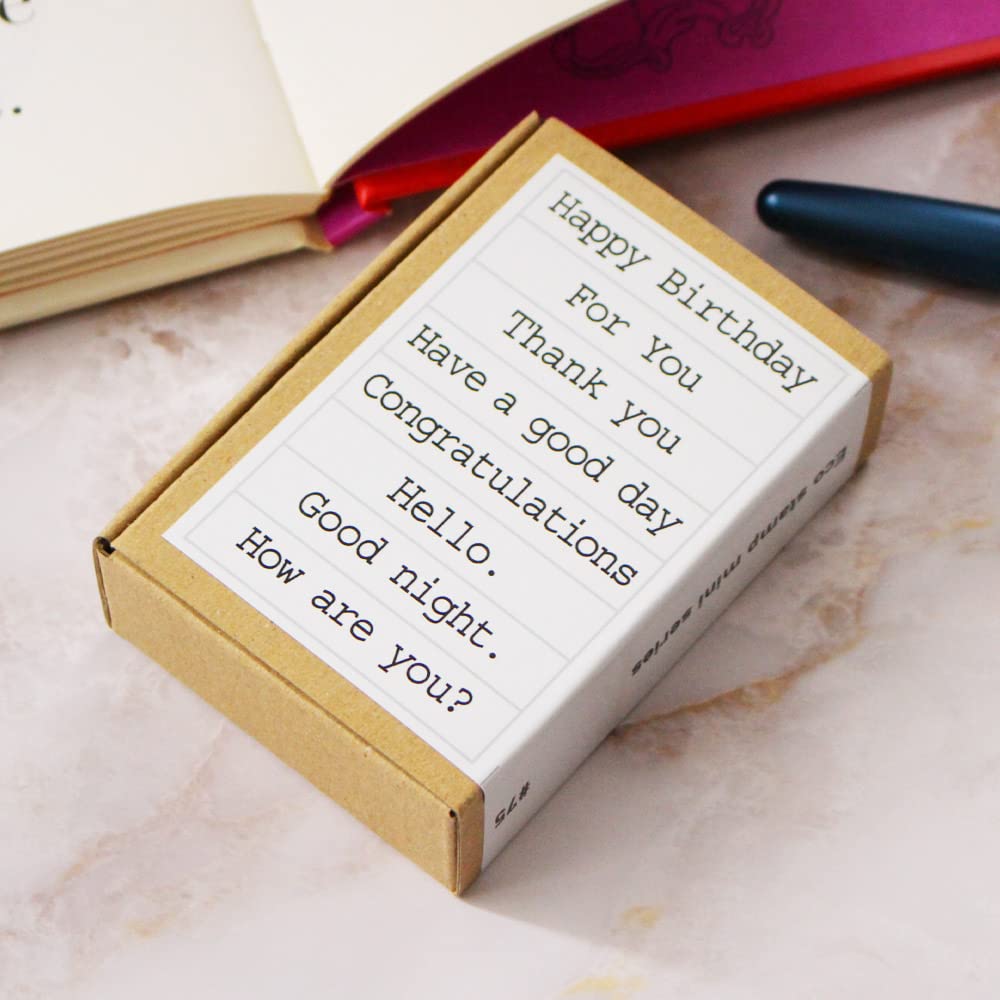 Cute and stylish wooden rubber stamp set for birthdays, thank you cards, bridal gifts, and letters. Made in Japan (#75)