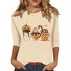 Women's Fashion Casual Three-quarter Sleeve Halloween Printed Round Neck Top
