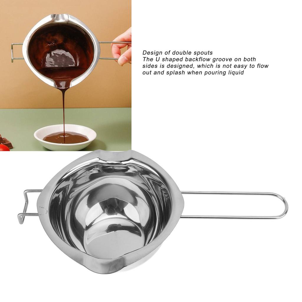 304 Edelstahl Kesseltopf zum Schmelzen von Schokolade Doppelausgießer 500 ml Schokoladenschmelztopf Schüssel für Süßigkeiten Kerzenherstellung