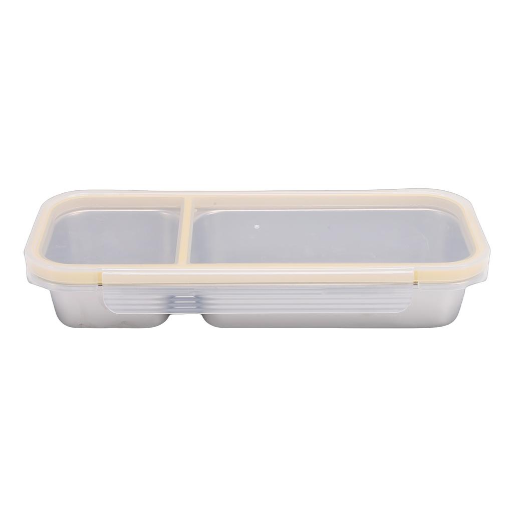 Portable Snack Container 304 Stainless Steel Sealed 2 Compartment Food Storage Container for Travel Camping Picnic