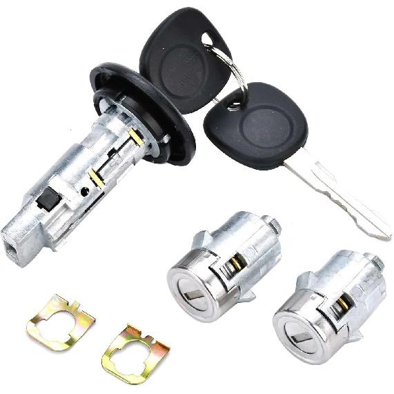 Ignition Switch Lock Cylinder With Pair Front Door Lock Cylinder Compatible With 2003-2006 Chevy Silverado Suburban GMC Sierra Yukon Cadillac