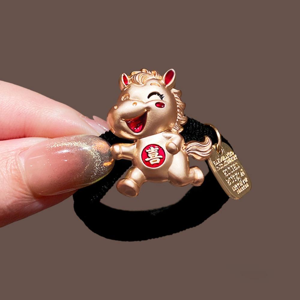 Red Rope Horse Year Hair Ring 2026 Horse Year Rubber Band Cute New Year Red Hair Rope  Girls Style 13