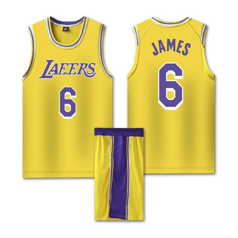 Lakers Crew Neck Yellow basketball jersey No.6 LeBron James 20