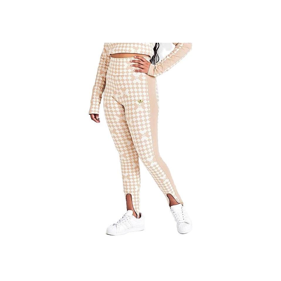 Adidas SS23 Vintage Sport Rutete Tettsittende Fritidsbukser Dame Underdeler Nude IA3916-100