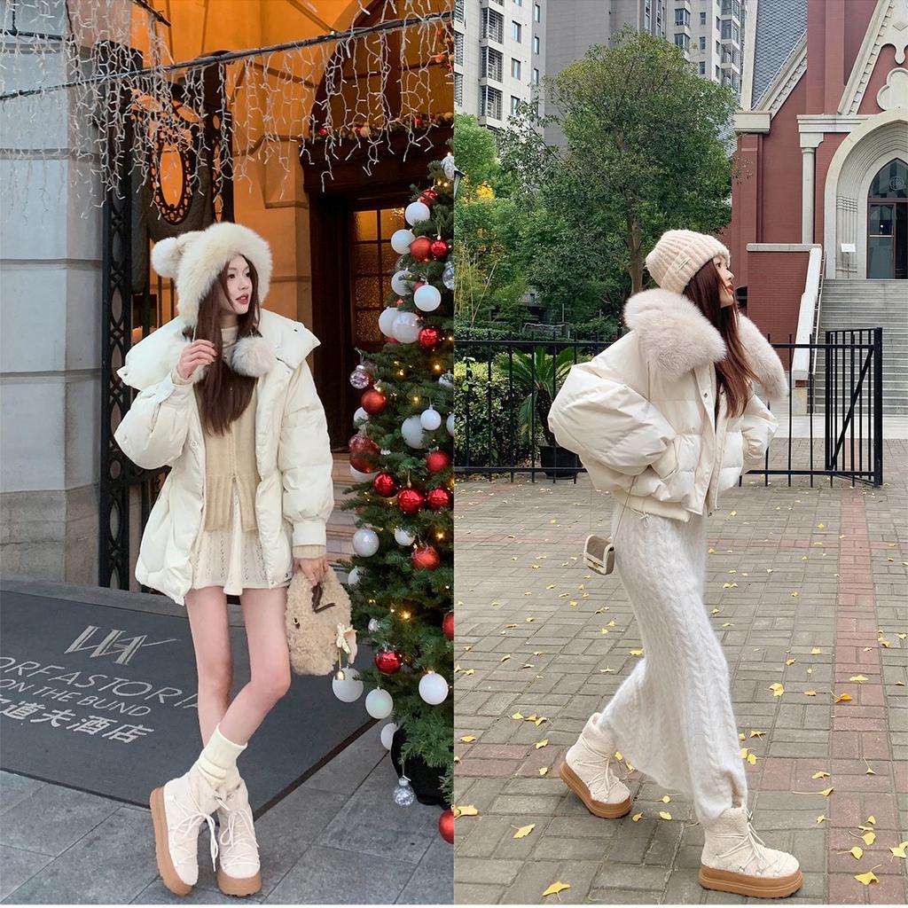 Grape mother studiolee strap design warm northeast cotton shoes hairy thick-soled snow boots women autumn and winter