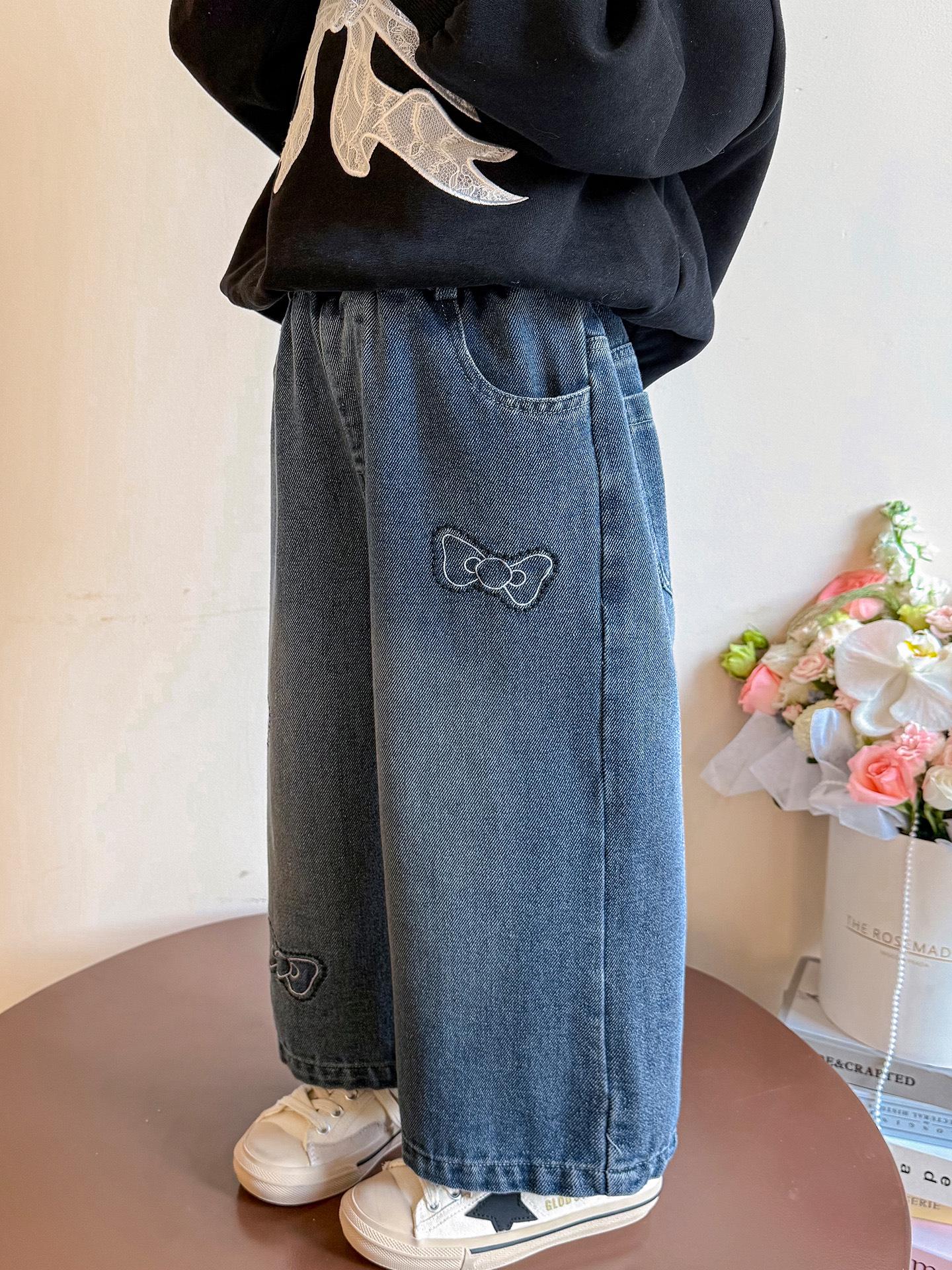 

Children s Korean Style Wide-Leg Denim Pants - Spring/Autumn 2025 Collection 100 cm джинсовый синий