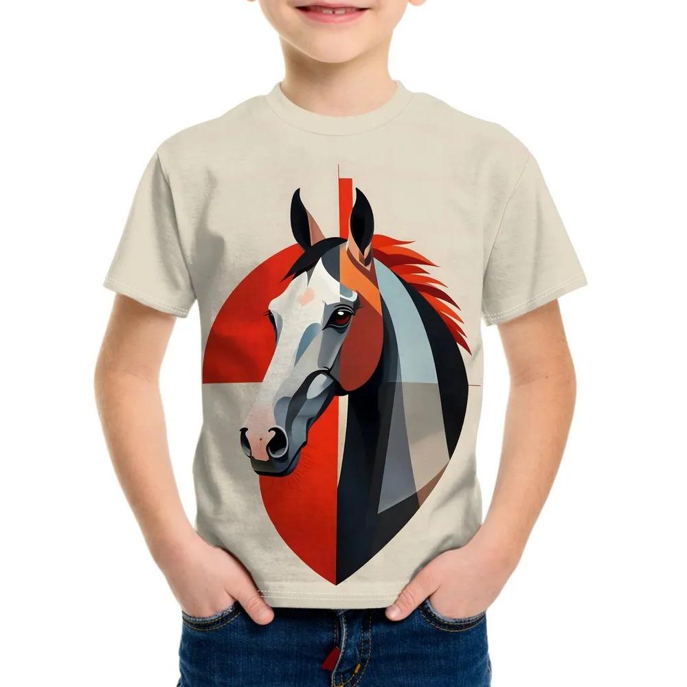 summer Fashionable Comfortable Soft Children's Top Cartoon  Animal Series 3d Round Neck Short Sleeve Leisure versatile Children's T-shirt