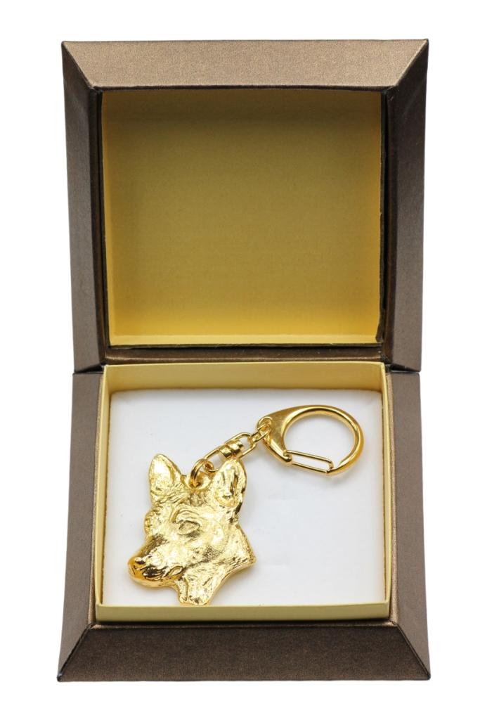 Basenji, African Bush Dog, Congo Dog - Gilded Key Ring with Dog In Gift Box, Handbag Decoration, Luxury Accessory by Art-Dog Brand