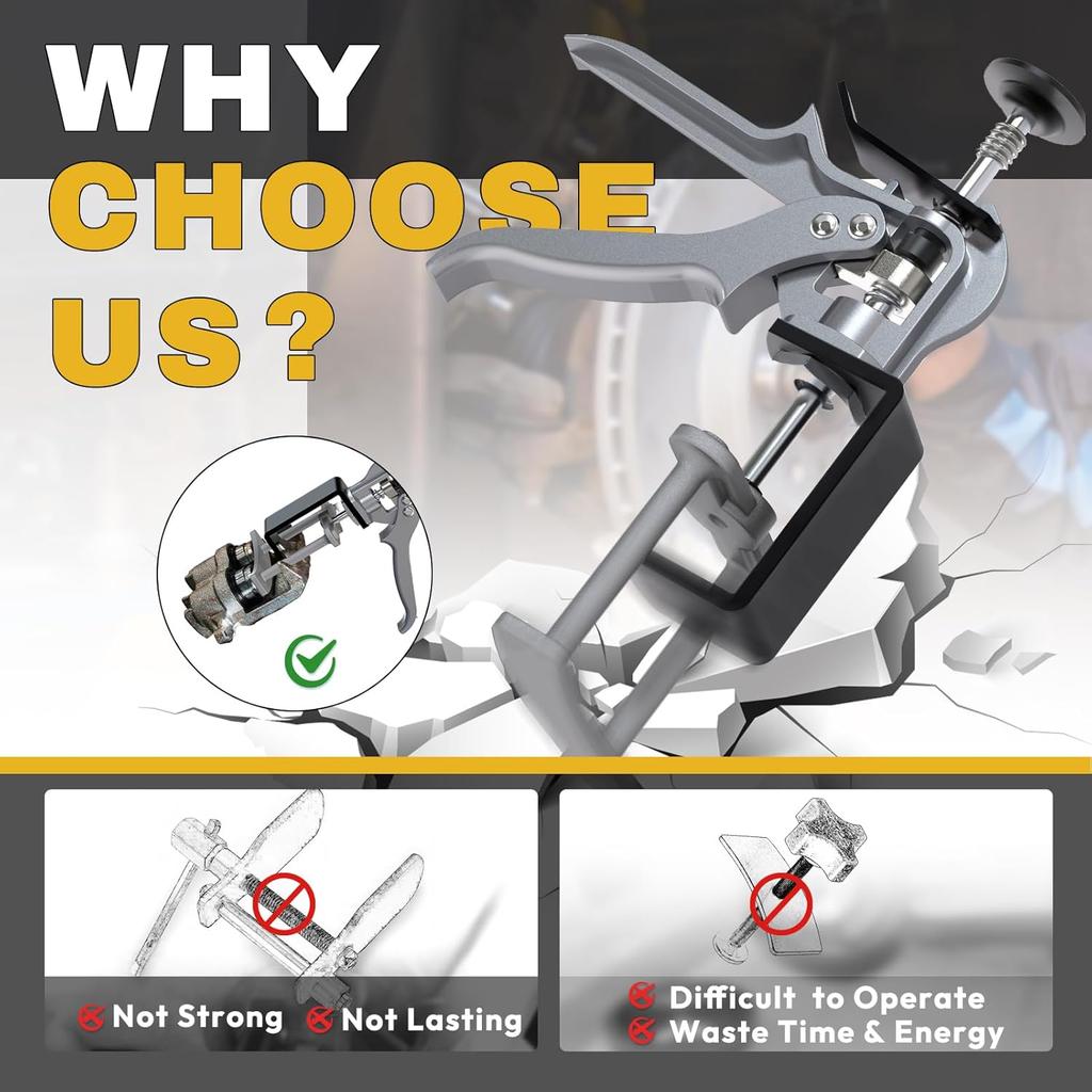 Dual Piston Brake Caliper Compressor, 25750 Brake Pad Spreader Compatible With Most Cars And Light Trucks, Disc Brake Pad Separator Tool