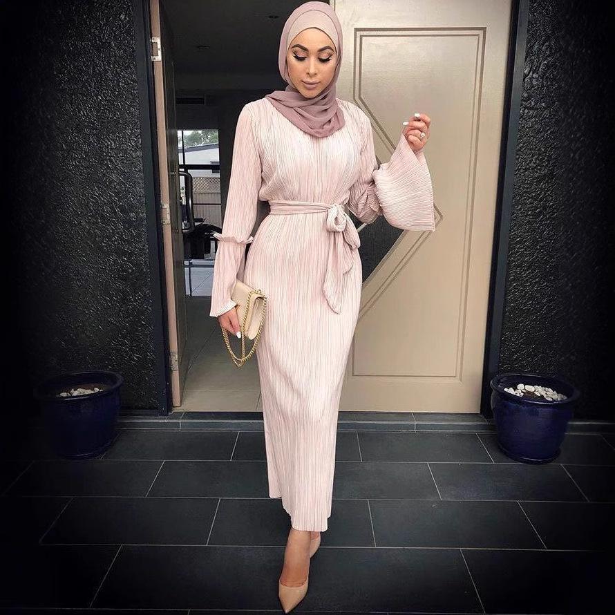 LR99 Slimming Pleated Robe Dress