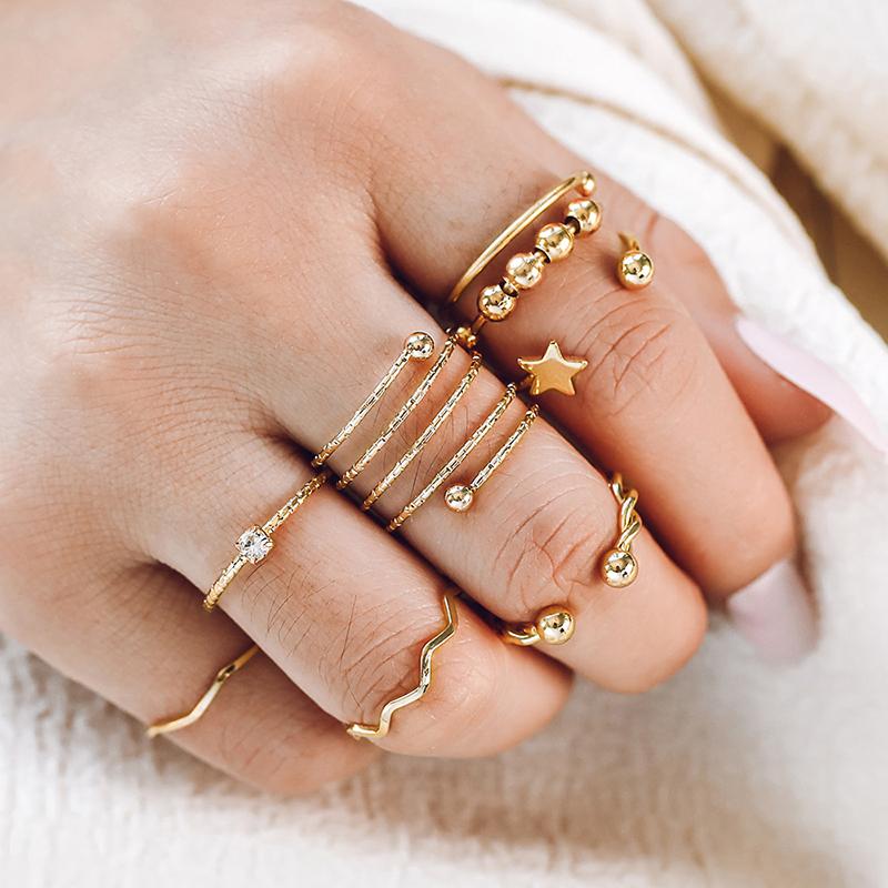 7Pcs/Set Bohemian Open Adjustable Ring Set Luxury Rings For Women Jewelry Ring Set Birthday Anniversary Gift