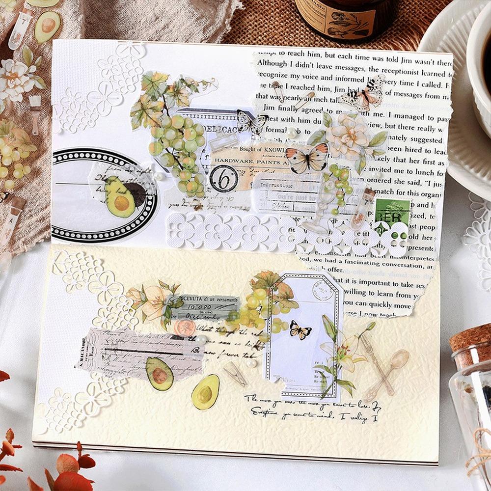 4 Styles 1Pcs/Bag Fresh Plants Long Strip Stickers Aesthetic Flowers Fruits Hand Account Decoration Stationery Stickers HMM