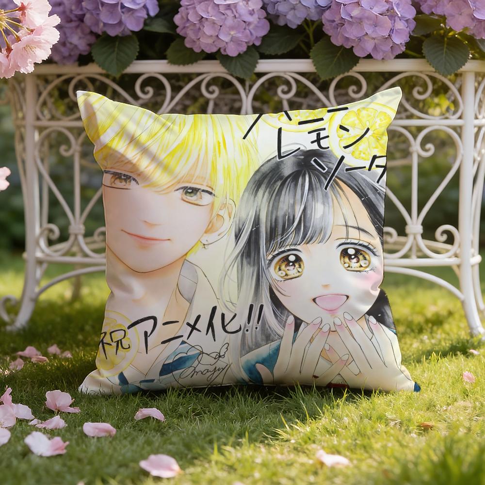 H-Honey L-Lemon Soda Cushion Cover Home & Car Dual-Scene Pillow Cover: Reversible for Premium Comfort 30cmx30cm