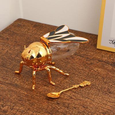 Bee Honey Jar Condiment Pot with Spoon Canister Versatile Ornament Novelty Seasoning Storage