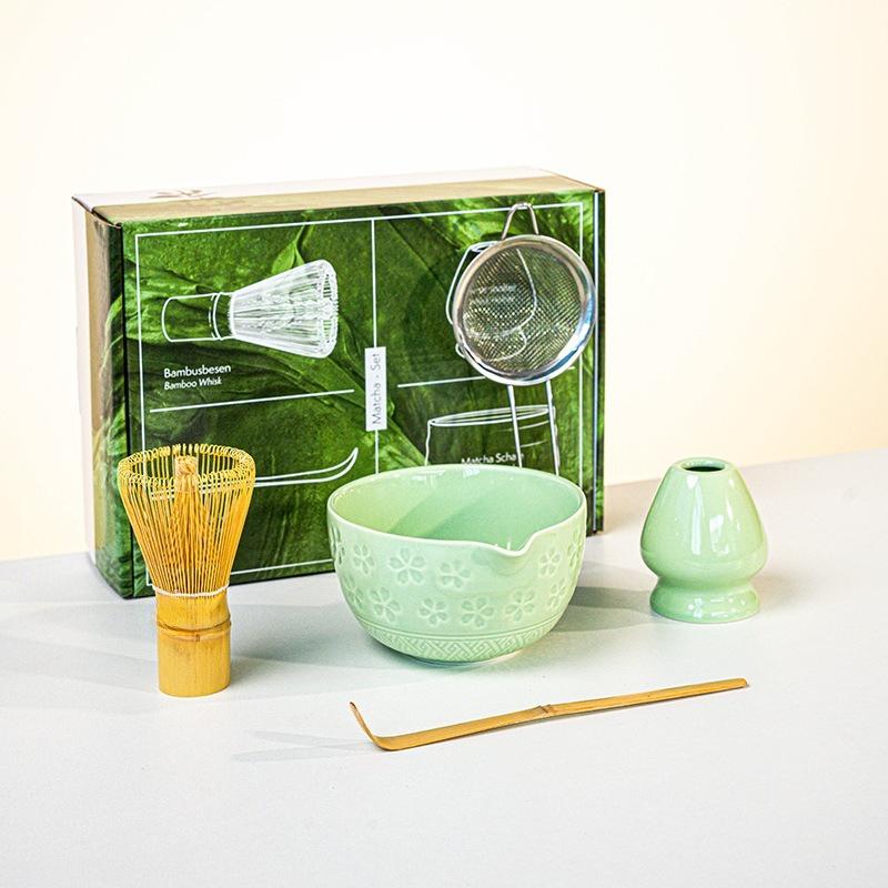 1/2pcs Traditional Japanese Matcha Bowl and Whisk Holder Tea Bowl with Pouring Spout for Office Table Tea Ceremony Party Gift
