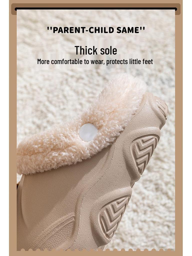 Cozy Waterproof Cotton Slippers for Kids: Warm, Velvet-Lined, EVA, Detachable, for Boys and Girls, Big Kids & Toddlers, Parent-Child Matching