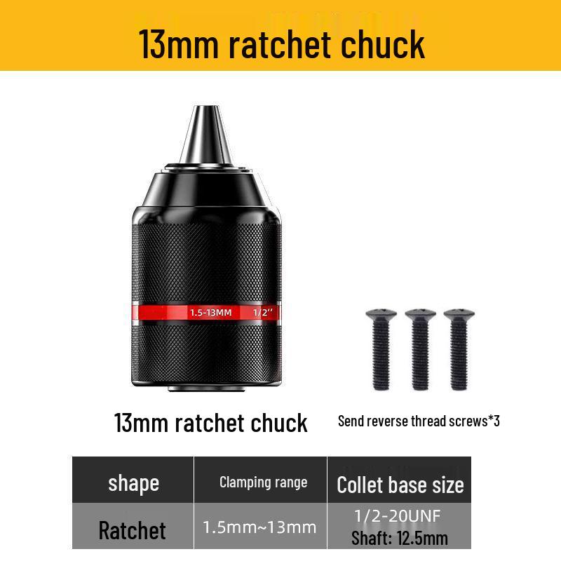 Selbstverriegelnder Metall-Ratsche-Bohrfutter-Adapter für Bohrmaschine/Bohrmaschine, 10/13mm