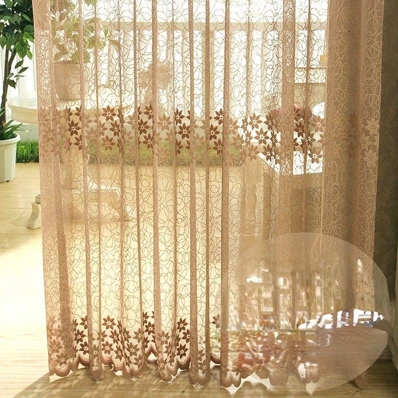 American Pastoral Pink Bestickter Voile Moderne Fenster Wohnzimmer Schlafzimmer Blau Tüll Vorhänge Stoffe Sheer Rideaux Cortinas